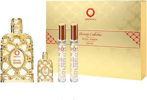 Orientica Royal Amber For Women 4 Pc Gift Set 2.7oz EDP Spray, 2 x 10ml EDP Spray, 7.5ml EDP